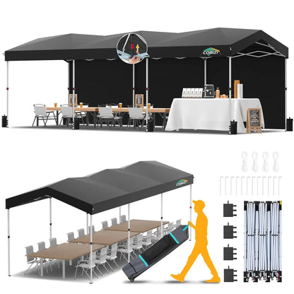 10x30 Pop Up Canopy Tent Waterproof UV50+ with 3 Sidewalls Roller Bag Outdoor Party Commercial Use, Customized