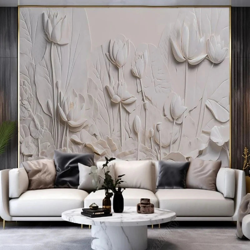 Custom Photo Wallpaper Modern Simple Art Lotus Flower Murals Living Room Bedroom TV Backdrop Wall Decor Luxury 3D Wall Papers