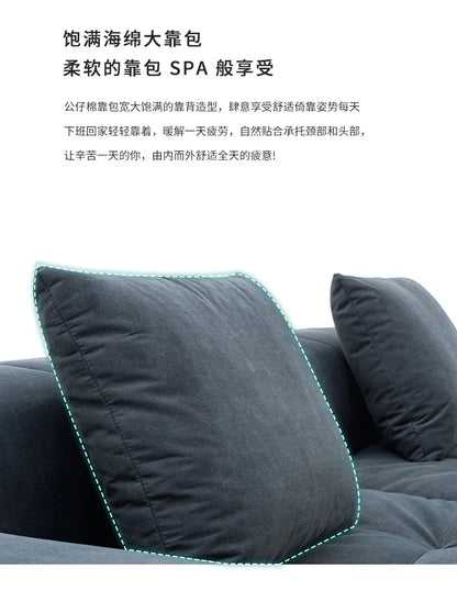Full Sponge Compressed Fabric Sofa Modern Simple Living Room Couch Tofu Block Sofa Small Apartment Straight Row Combination Sofa