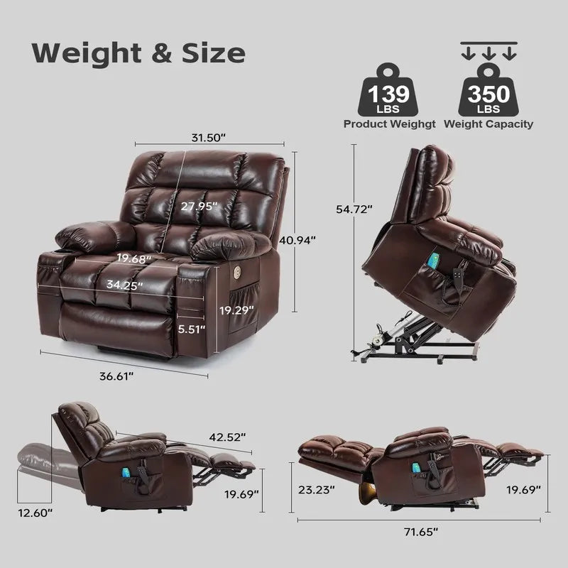 Dual Motor Massage & Heat Reclining Chair for Elderly with Cup Holder & USB Ports, Rocking Recliner Chair