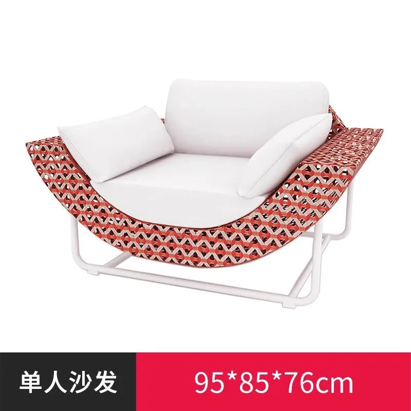 Outdoor Patio Rattan Sofa Hotel Homestay Open-Balcony Leisure Table and Chair Waterproof Sunproof Furniture Set