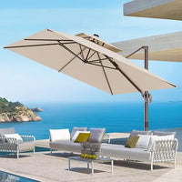 9' X 12' Cantilever Outdoor Patio Umbrellas Double Top Large Rectangle Umbrella Heavy Duty 360°Rotation Offset Umbrella for Gard