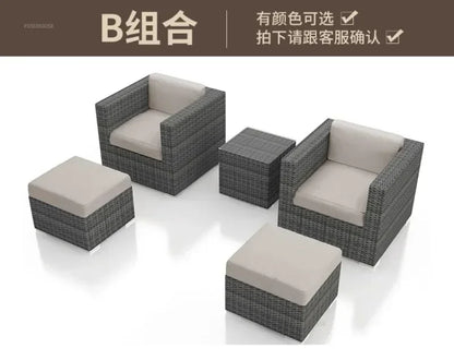 Luxury Terrace Courtyard Garden Furniture Outdoor Garden Sofa Combination Outdoor Waterproof Sun Protection Leisure Sofa Chair N