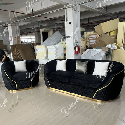Y European Velvet Sofa Modern Simple Size Apartment Living Room Italian Light Luxury Leather Straight-row Sofa Combination