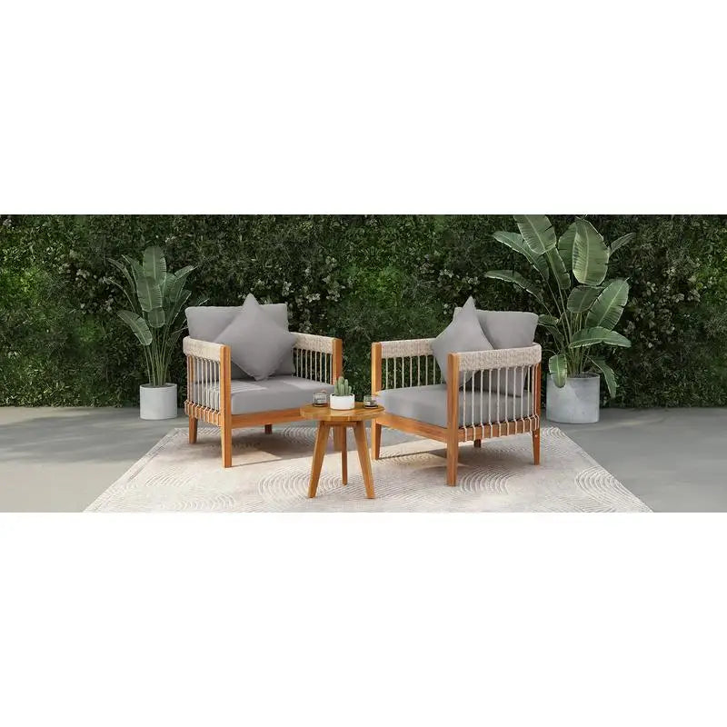 3 Pieces Patio Furniture Set Outdoor PE Wicker Conversation Bistro Set