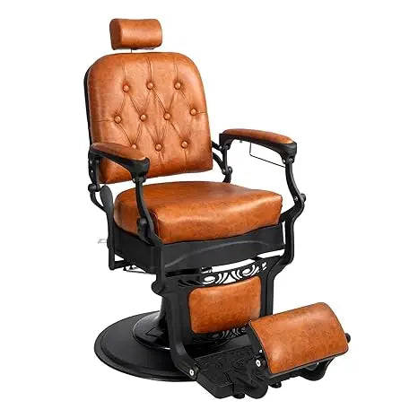 Vintage Heavy Duty Barber Chair Hydraulic Recline with Headrest 360° Rotatable Professional Salon Chair Supports up to 700 Lbs