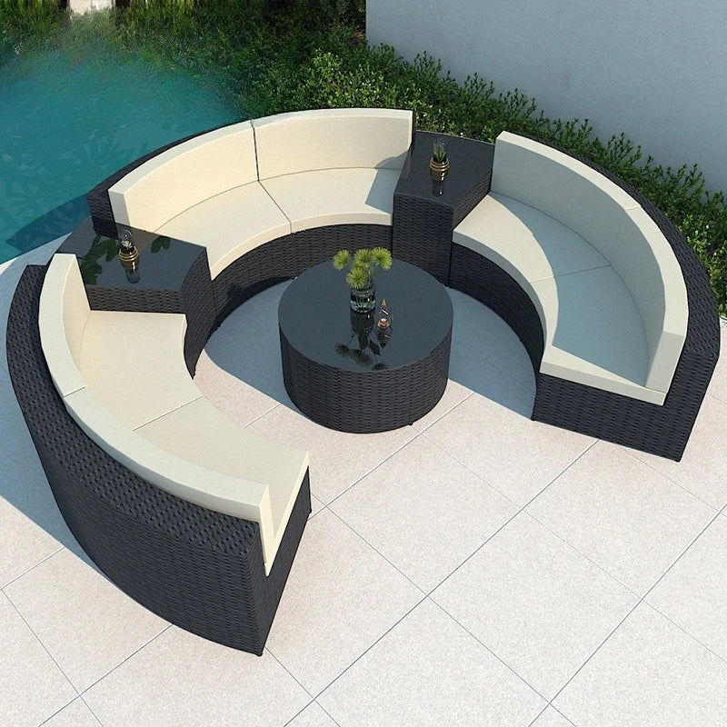 Leisure Outdoor Villa Garden Arc Sofa Hotel Courtyard Rattan Sofa B & B Terrace Sofa Furniture
