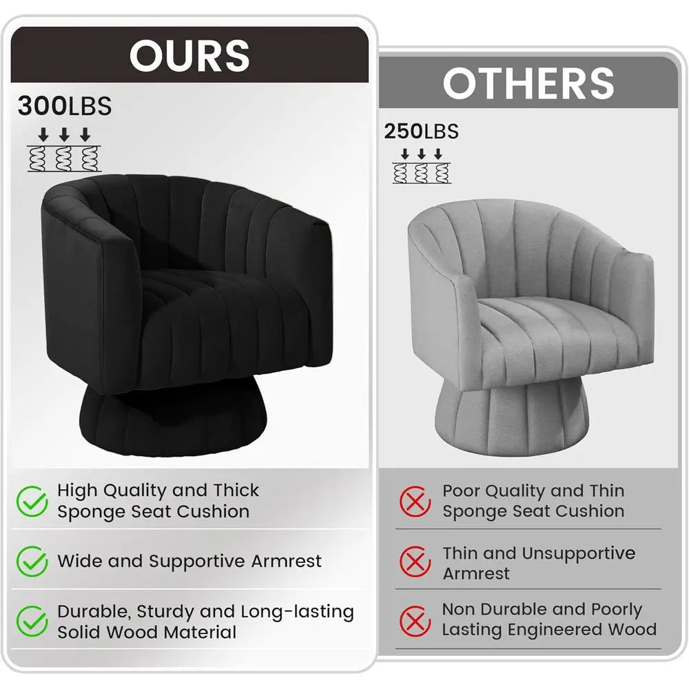 Mid-Century Swivel Barrel Chair with Armrests, Overstuffed Velvet, 360° Rotation, Suitable for Living Spaces，Customized