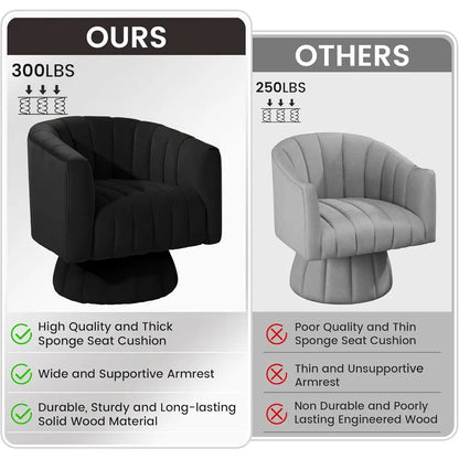 Mid-Century Swivel Barrel Chair with Armrests, Overstuffed Velvet, 360° Rotation, Suitable for Living Spaces，Customized