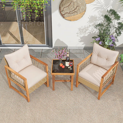 Popular Choice  3 PCS Patio Furniture Set Outdoor PE Wicker Conversation Bistro Set