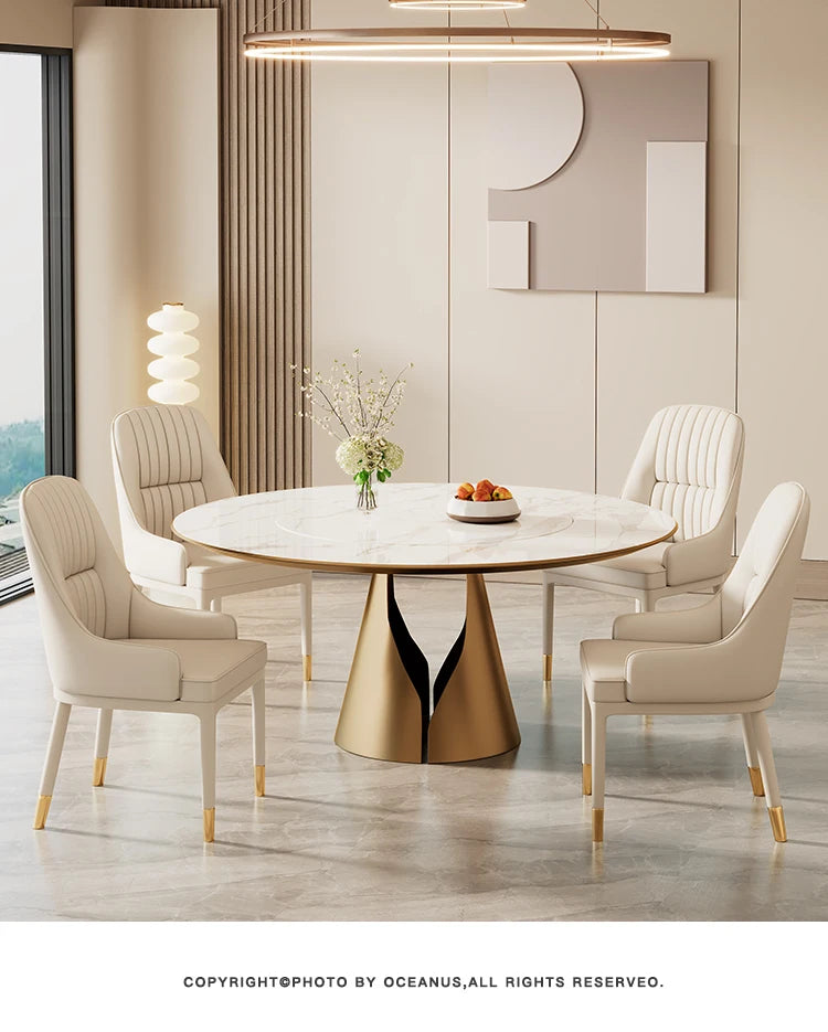 Modern Faux Dining Chairs Kitchen Metal Leather Nordic Home Dining Chairs Luxury European Chaises Salle Manger Furnitures