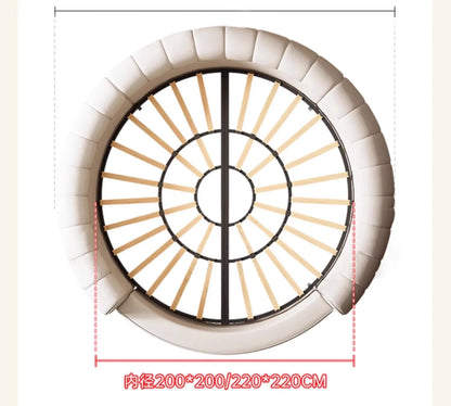 Fabric Round Bed Cream Wind Simple Double Wedding Light Luxury Adult Comfortable Bed Unusual High Quality Muebles Furniture