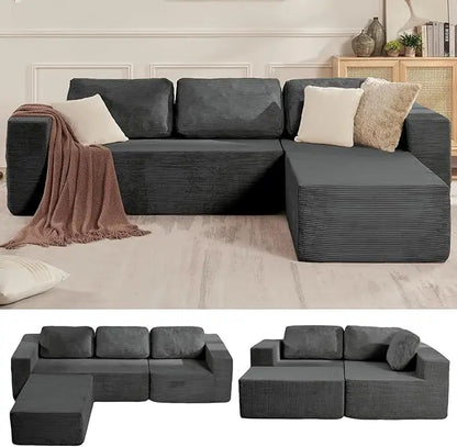 106" Modular Sectional Couch Left/Right Facing Convertible, L-Shape Modern Teddy Sofa, Deep Seat Upholstered Foam,Customized