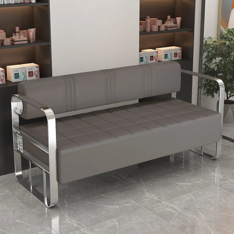 Barbershop Hairdresser Waiting Chair Beauty Clothing Shop Lounge Area Stainless Steel Gold-Plated Sofa Waiting Area Bench Chair