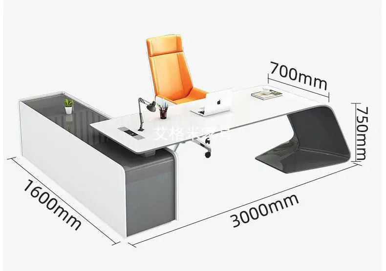 L Shaped Wooden Designer Office Desks Modern Luxury Drawers Large Computer Desks Asthetic Study Escritorio Office Furniture