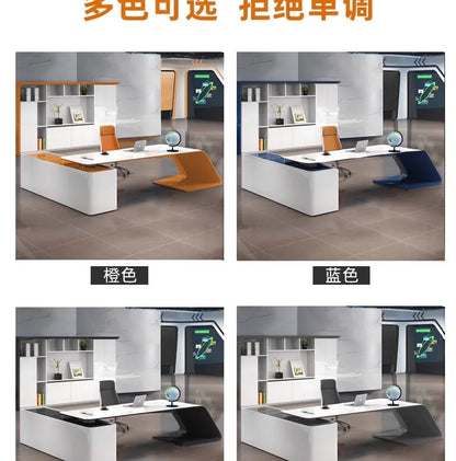 L Shaped Wooden Designer Office Desks Modern Luxury Drawers Large Computer Desks Asthetic Study Escritorio Office Furniture