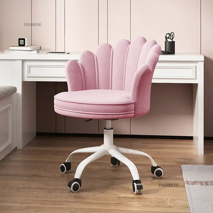 Creative Simple Fabric Petal Office Chairs Household Bedroom Gaming Chairs Lift Backrest Computer Chair for Study Desk Chair WW