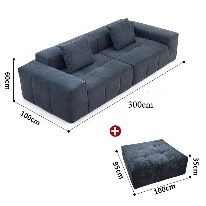 Full Sponge Compressed Fabric Sofa Modern Simple Living Room Couch Tofu Block Sofa Small Apartment Straight Row Combination Sofa