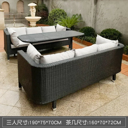 Rattan woven sofa combination terrace leisure outdoor rattan furniture garden courtyard waterproof