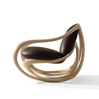 Nordic modern walnut, sofa chair, living room model house light luxury, special-shaped leisure single, fiberglass rocking chair