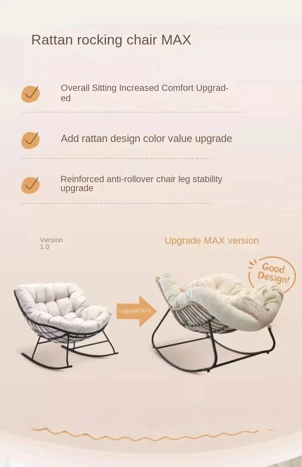 Metal Rocking Chair Adult Reclining Chair Balcon Home Single Leisure Chairs Living Room Red Sofa Chair Lazy Recliner