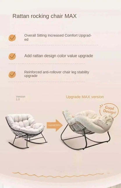 Metal Rocking Chair Adult Reclining Chair Balcon Home Single Leisure Chairs Living Room Red Sofa Chair Lazy Recliner