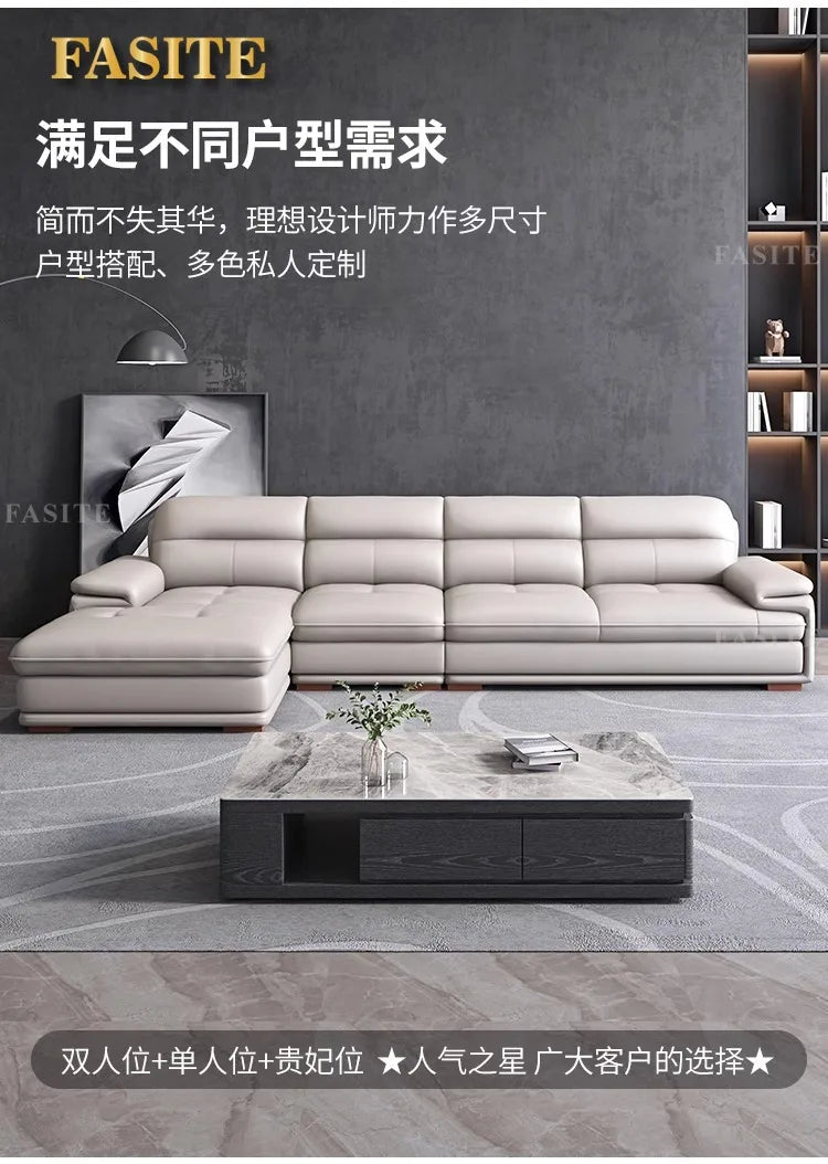 Leather sofa first layer cowhide modern simple size apartment living room left and right concubine leather sofa combination