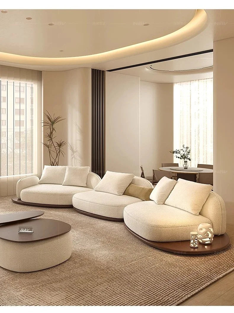 Living Room Coffee Table Designer Creative Three-person Log Style Furniture Modern Simple Modern Morocco Fabric Sectional Sofas