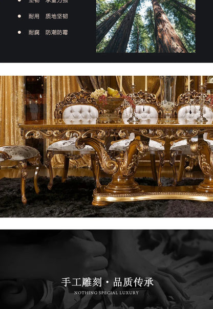 European solid wood coffee table French living room villa luxury carved retro coffee table