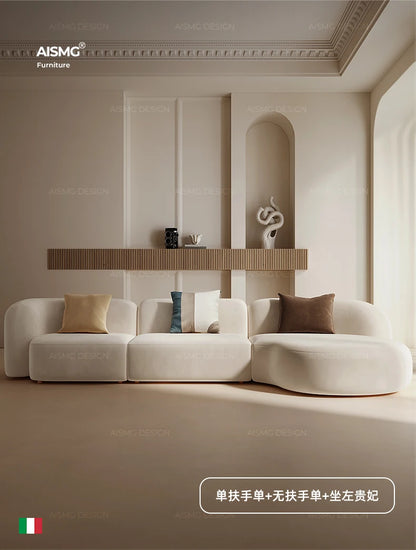 Italian Sofa Living Room Simple Fabric Affordable Luxury Fashion Special-Shaped Arc Cream Style Corner Combination