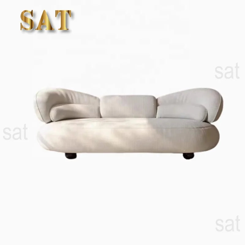 #Modern Cream Style Curved Corduroy Fabric Sectional Sofa Cloud Couch With Coffee Table Set Living Room Apartment Home Furniture