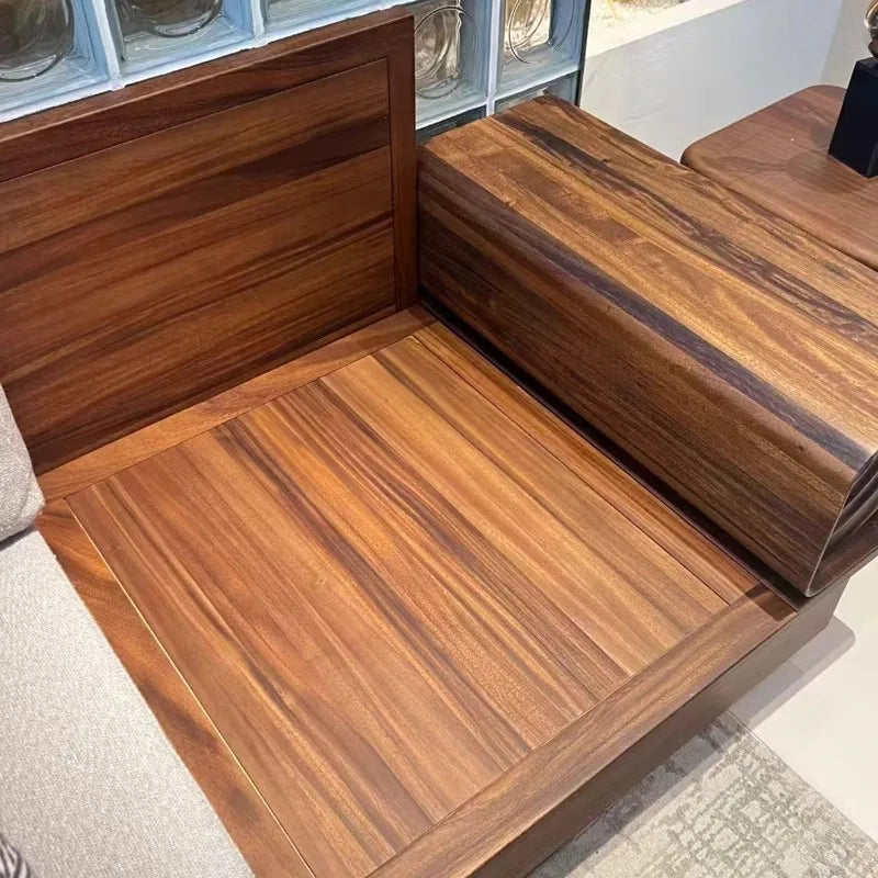 Solid wood sofa black walnut living room new new Chinese-style small apartment storage box body dual-purpose