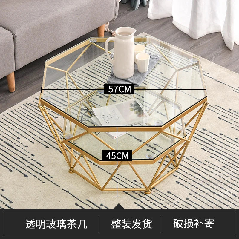 Nordic Glass Living Room Coffee Tables Light Luxury Modern Toughened Glass Bedroom Corner Table Iron Coffee Table Home Furniture