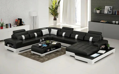 Nordic designer light luxury villa leather living room sofa high-end customized leisure hotel sofa combination
