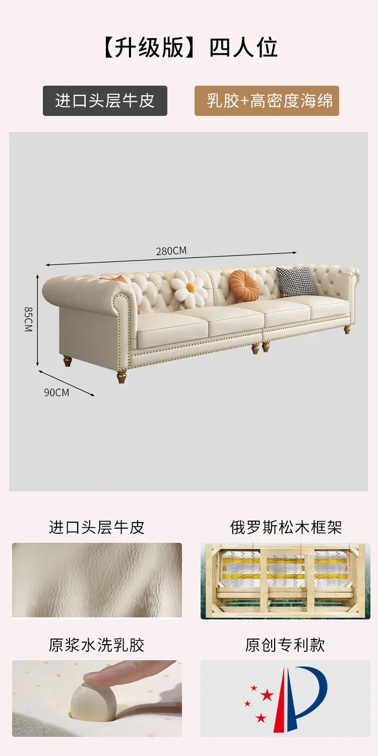 Designer Genuine Leather Sofas Fancy Living Room Lounge Floor Sofa Loveseat Modern Canape Salon De Luxe Apartment Furniture