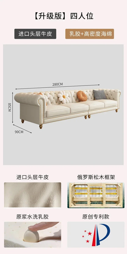 Designer Genuine Leather Sofas Fancy Living Room Lounge Floor Sofa Loveseat Modern Canape Salon De Luxe Apartment Furniture