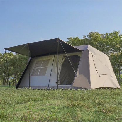 Oxford Cloth Beach Tent Rainproof Sunproof Ventilation Nature Hike Family Travel Shelter Tent Large Space Camping Supplies Tents