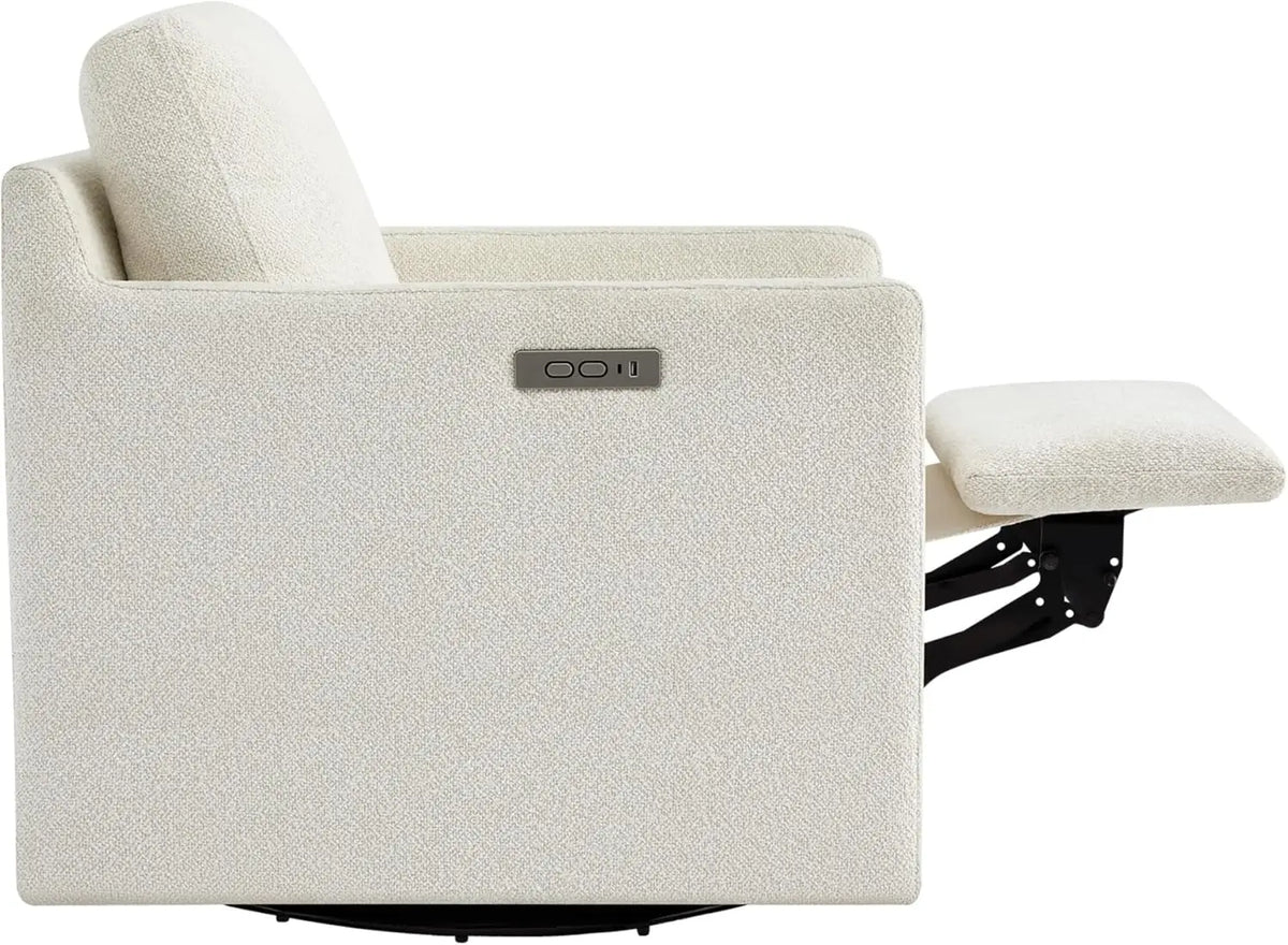 Swivel Accent Chair with Electric Footrests, Living Room Sofa Chair with Power Motor, USB and Type-C Ports, Cream