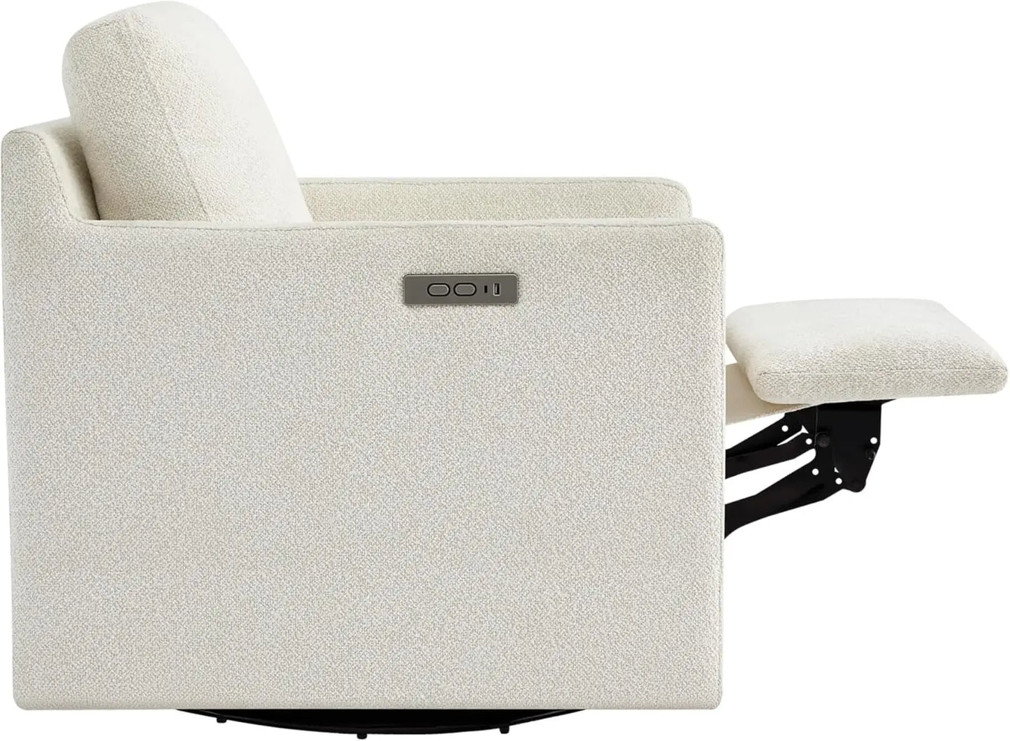 Swivel Accent Chair with Electric Footrests, Living Room Sofa Chair with Power Motor, USB and Type-C Ports, Cream