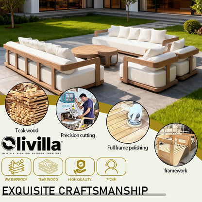 Patio Aluminum Furniture Comfortable Thick Upholstered Cushions Quick Dry StyleSofa Set for Garden Living Room Courtyard