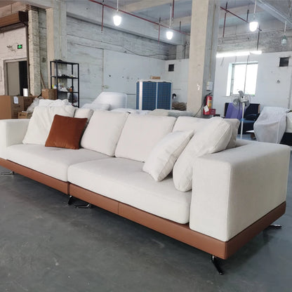 Modern Minimalist Living Room Furniture Microfiber Leather 3 Seat Section Couch Line Fabric Modular Sofa