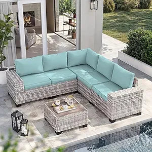Outdoor PatioLix Furniture Set Wicker Rattan Sectional Sofa Set, Patio Conversation Set