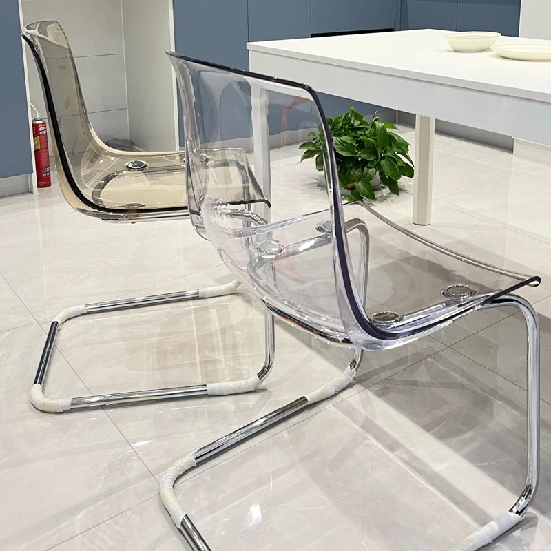 Furniture Stool Modern Transparent Chairs Designer Metal PC Plastic Dining Chair Home Creative Backrest Dining Table Stools