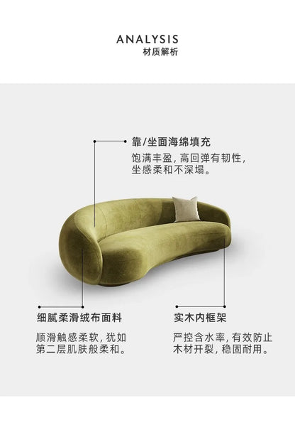 Minimalist creative living room sitting area reception lamb wool curved cashew fabric sofa