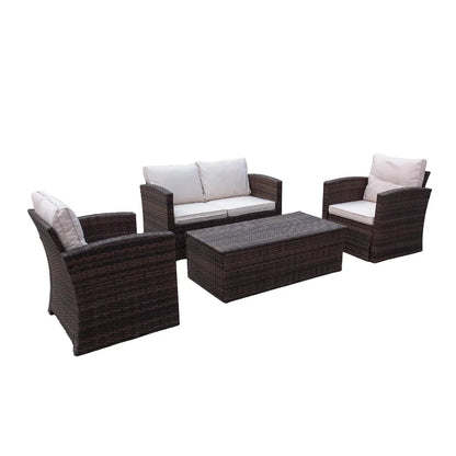 Modern Outdoor Rattan Sofa Set for Patio Balcony Living Room or Courtyard-Woven Wicker Chair Combination for Park Leisure