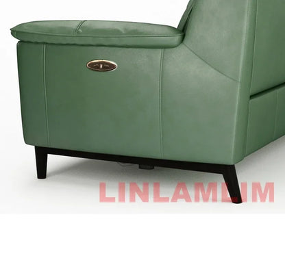 MANBAS Luxury Power Reclining Sofa - Modern Genuine Leather 3-Seater Couch with Footrests & USB, Electric Recliner Home Theater