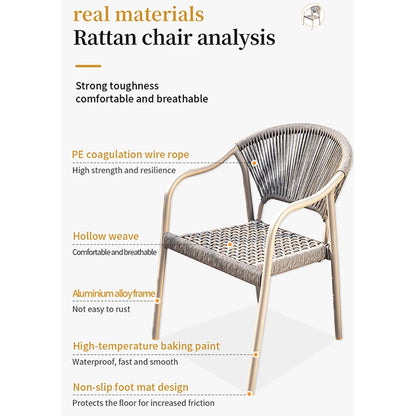Aluminum Frame Outdoor Chairs Set of 2 PE Rope Patio Chair All Weather Bistro Chair Garden Chair for Hotel Restaurant Backyard