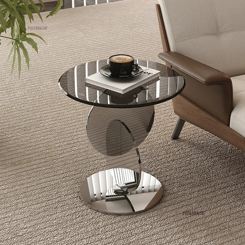 Nordic Light Luxury Coffee Tables Glass Side Table Designer Stainless Steel Corner Table Home Furniture Living Room Coffee Table