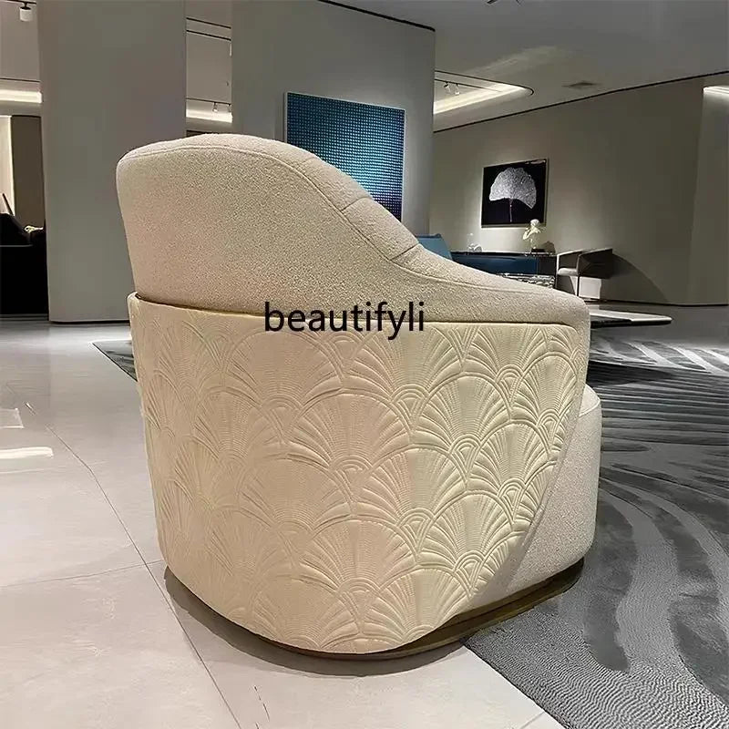 Italian light luxury design single sofa chair modern villa living room home fabric leisure chair9338