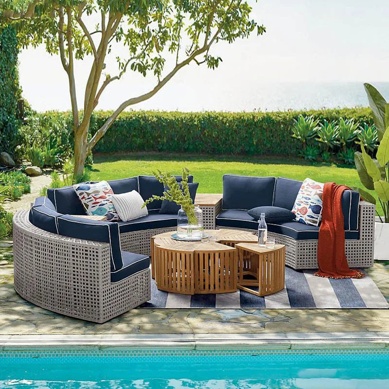 Outdoor rattan sofa coffee table combination Nordic rattan art outdoor sofa courtyard balcony rattan furnitu